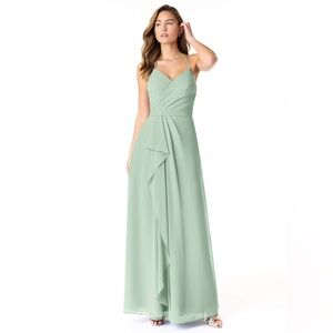Azazie Dawn Dusty Sage Chiffon Bridesmaid Dress | A-Line V-Neck